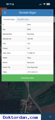 Dikili 18 dönüm tarla